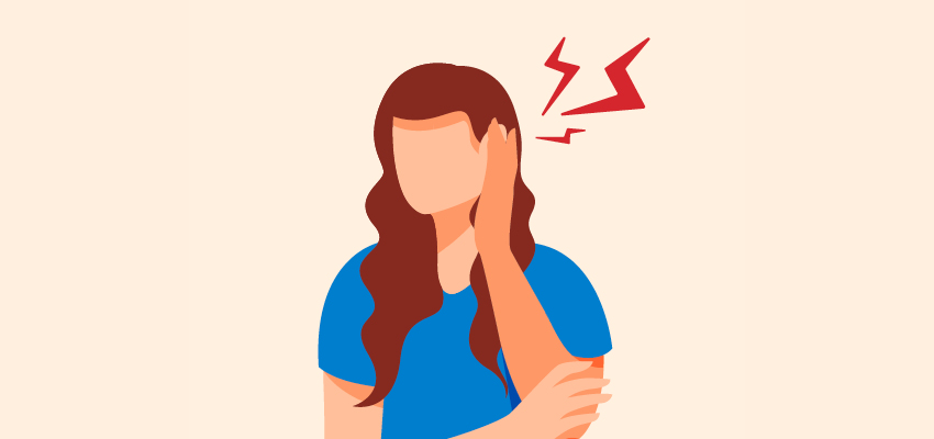 An illustration of a person holding their ear